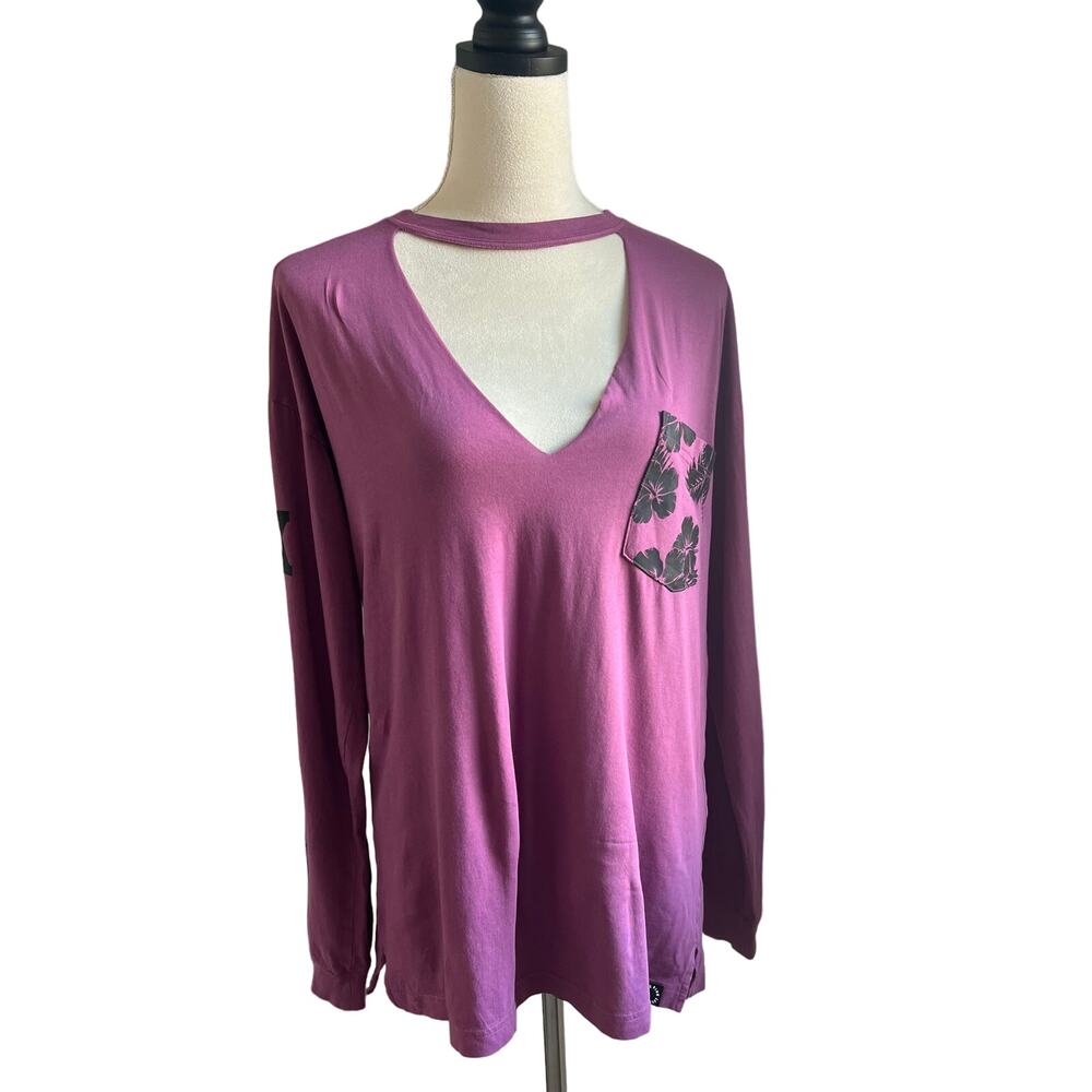 Victoria's Secret PINK Long Sleeve‎ Oversized Rose Floral T- Shirt with Choker S
